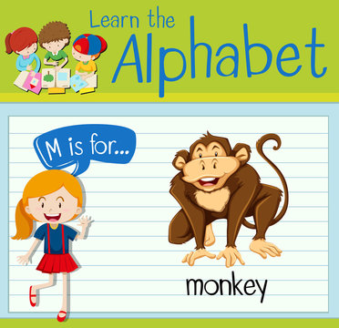 Flashcard letter M is for monkey