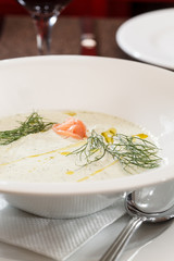 Cream soup with salmon