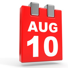 August 10. Calendar on white background.