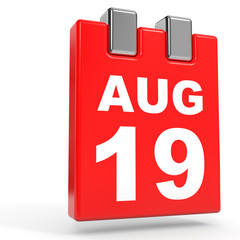 August 19. Calendar on white background.