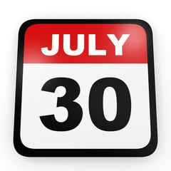 July 30. Calendar on white background.