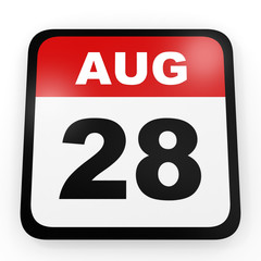 August 28. Calendar on white background.