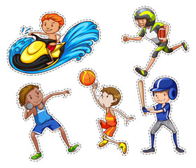 Sticker set with people doing sport
