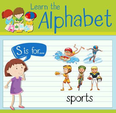 Flashcard alphabet S is for sports