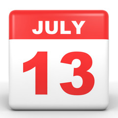 Fototapeta premium July 13. Calendar on white background.