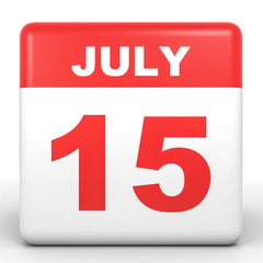 July 15. Calendar on white background.