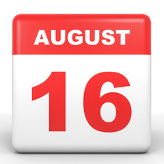Fototapeta premium August 16. Calendar on white background.