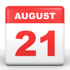 August 21. Calendar on white background.