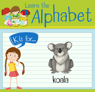 Flashcard letter K is for koala