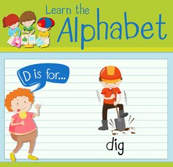 Flashcard letter D is for dig