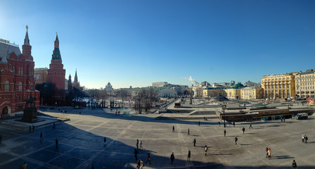 Panoramic view on Manezhnaya Square in Moscow