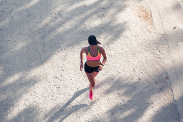 top view of a fit woman runner