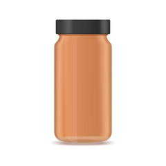 Realistic brown glass medicine bottle vector mockup