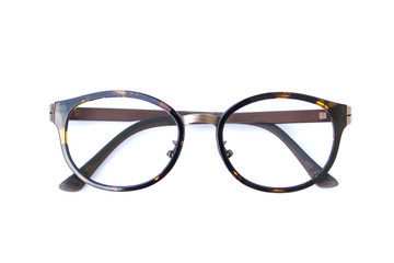 Modern fashionable spectacles isolated on white background, Perf
