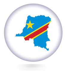 Democratic Republic of Congo map button with national flag