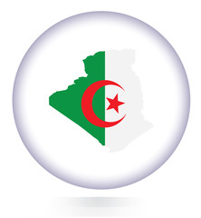 Algeria map button with national flag