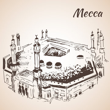 Masjid Al-Haram Sketch. Mecca.