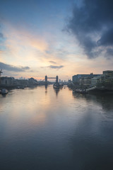 Beautiful Autumn Fall  dawn sunrise over River Thames and Tower