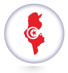 Tunisia map button with national flag.