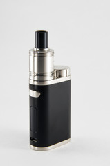 E-cigarette or vaping device. Black and steel.