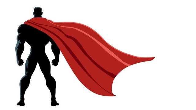 Superhero Back Isolated / Animation of superhero with alpha channel. 
