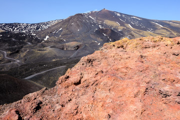 Etna volcano craters in Sicily, Italy