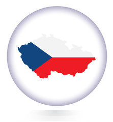 Czech Republic map button with national flag