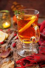 autumn tea with ginger, lemon