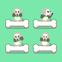 Cartoon character afghan hound dog with big bones