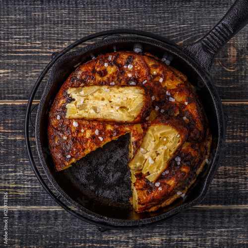 "Spanish tortilla in a frying pan." Stock photo and royaltyfree images
