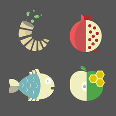 set of Jewish new year icons, Happy Shana Tova. 