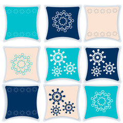 Pillow vector illustration. Set pillows winter lace. Festive pillows for the interior. Pillow isolated on white background