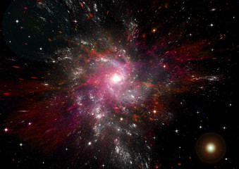 Stars, dust and gas nebula in a far galaxy