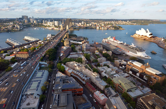 Aerial urban landscape view of Sydney Harbour Sydney New South W