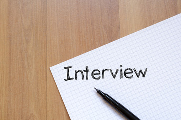 Interview text concept on notebook