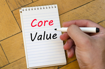 Core value text concept on notebook