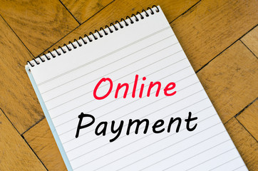 Online payment text concept on notebook