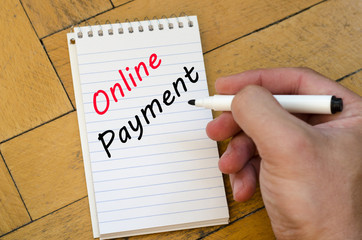 Online payment text concept on notebook