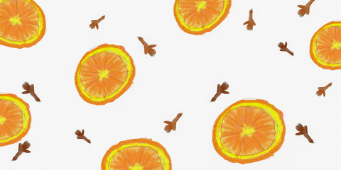orange slices with cloves background