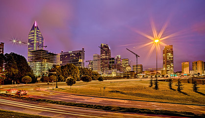 Fototapeta na wymiar Downtown Charlotte North Carolina USA at Sunrise