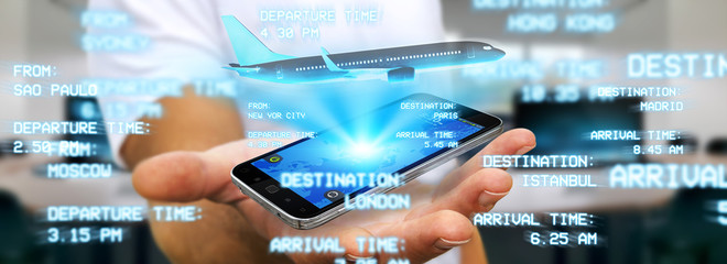 Businessman booking his flight