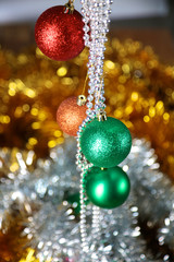 Christmas composition with gift box and decorations