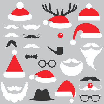 Santa Claus hats, beard and mustache set