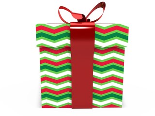 green Gift box with ribbon bow 3d illustration rendering