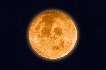 Supermoon - full moon on night sky. Elements of this image furnished by NASA.
