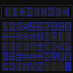 Blue digital led display of math symbol