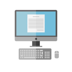 The personal computer on a white background. Vector flat.