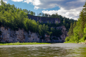 Low cliffs near the river AI, Ural, Russia