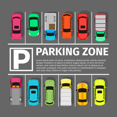 Parking Zone Conceptual Web Banner. Vector - obrazy, fototapety, plakaty