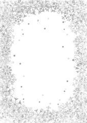 Sternenrahmen mit Sternkristallen, Schnee und Eiskristalle - Hintergrundbild für Einladungen, Plakate mit Textfreiraum und Platzhalter für eigene Texte